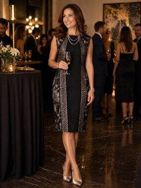 Joseph Ribkoff NWT Black Lace Cocktail Dress size 10.